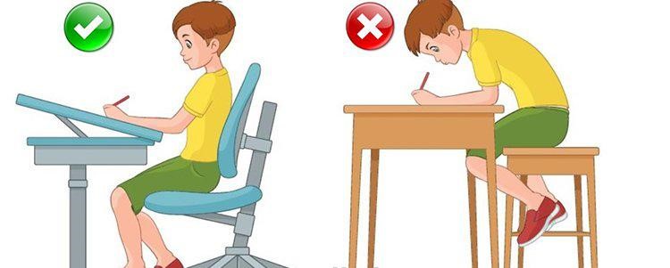 Tư thế ngồi học bài không hợp lý